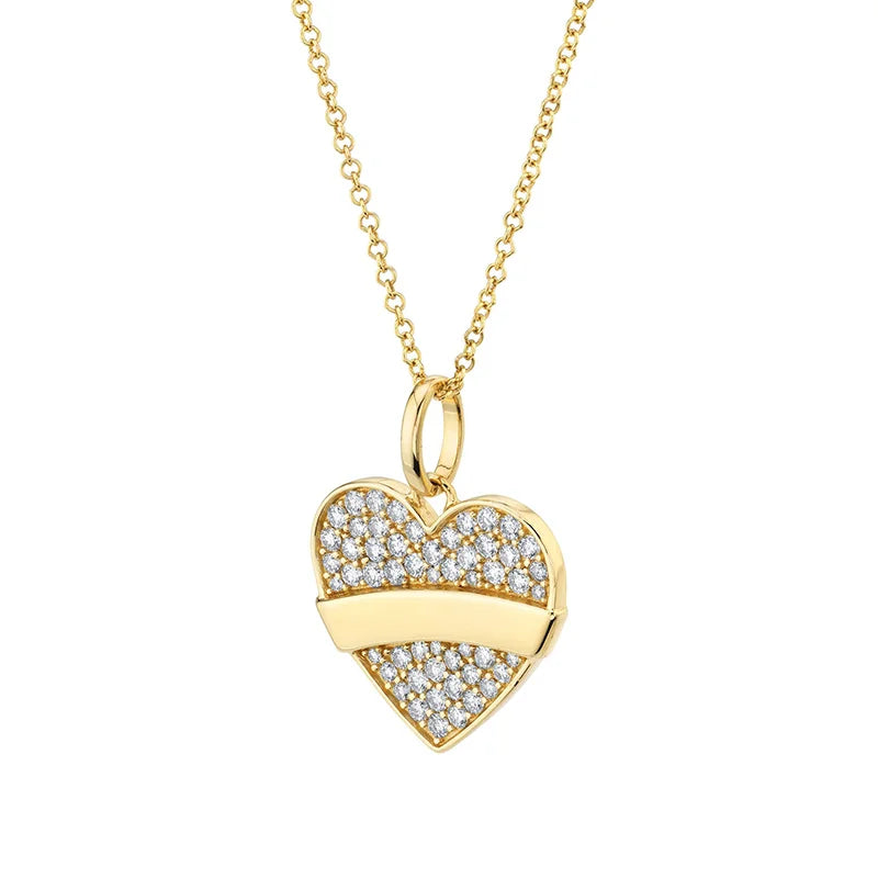 Unique Trendy 18k Gold Plated 925 Sterling Silver Valentine's Day Fine Jewelry Zircon Heart Pendant Necklaces for Women