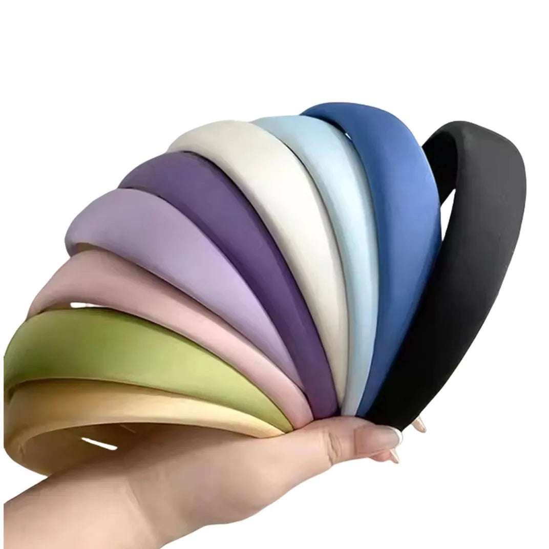 Wholesale Women Girl Hairband Hair Accessory Vintage Wide Women Cloth Head Bands Thick Satin Sponge Padded Headbands