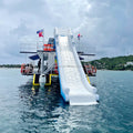 Customized  Water Park Slide Boat Slide Inflatable Yacht Floating Water Slide With Dock Pool for Summer