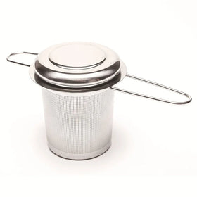 Wholesale Factory 304 Stainless Steel Big Basket Tea Infuser Strainer with Lid and Folding Handles