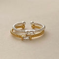 100% 925 Sterling Silver Twist Bands Square Shape Ring for Women  Fashion Jewelry Rings