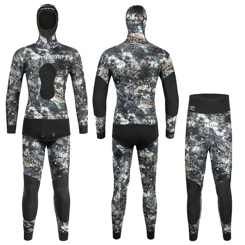 DIVESTAR Coral Camouflage 3mm 5mm 7mm Neoprene Open Cell Inner Waterproof Breathable Spearfishing Wetsuit