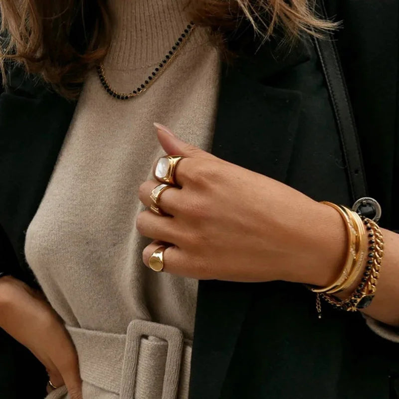 Stainless Steel Ins Fashion Gold Ring Fashion Signet Rings Women