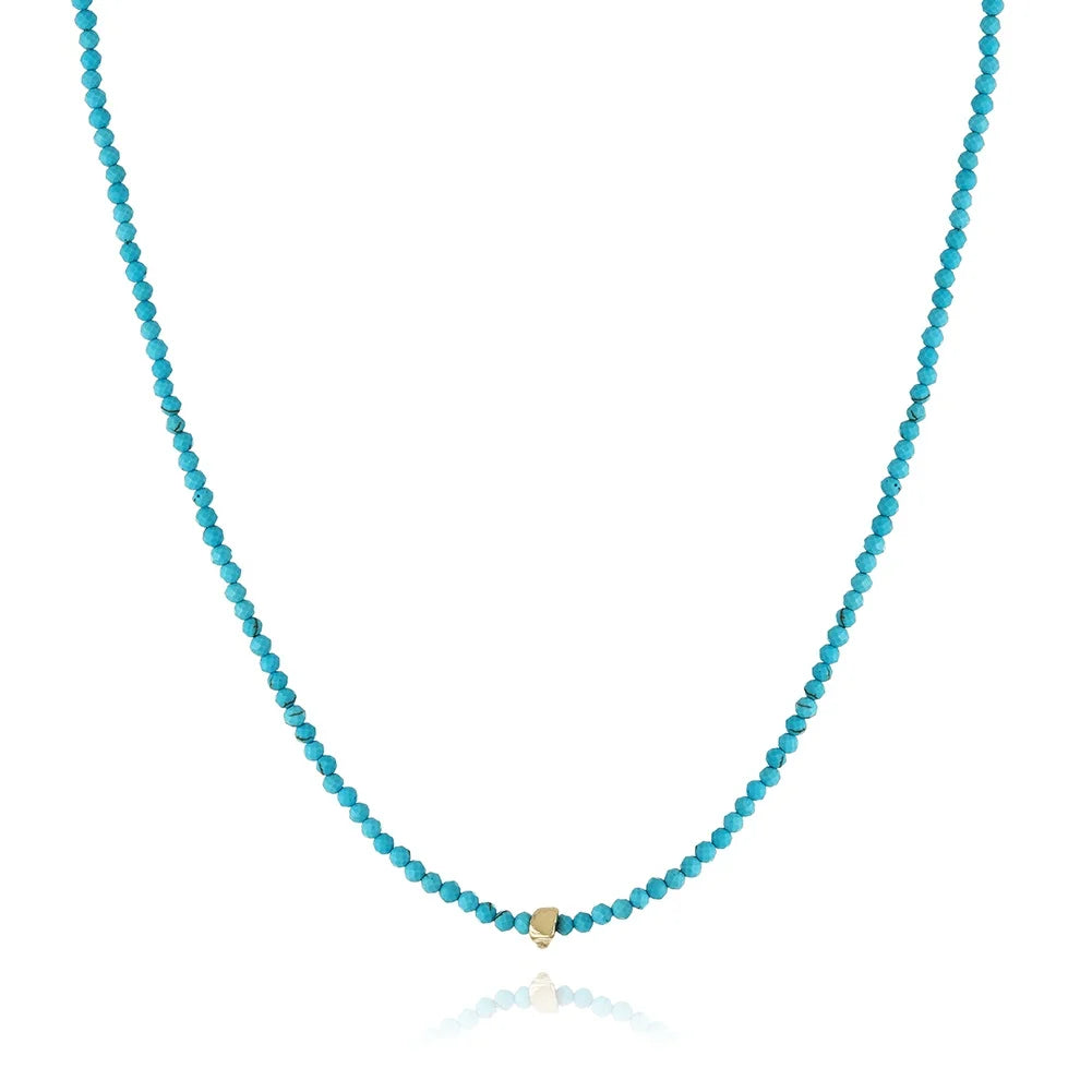 Natural Turquoise Beads Necklace Choker for Women Jewelry Irregular Metal Fittings Pendant Necklace