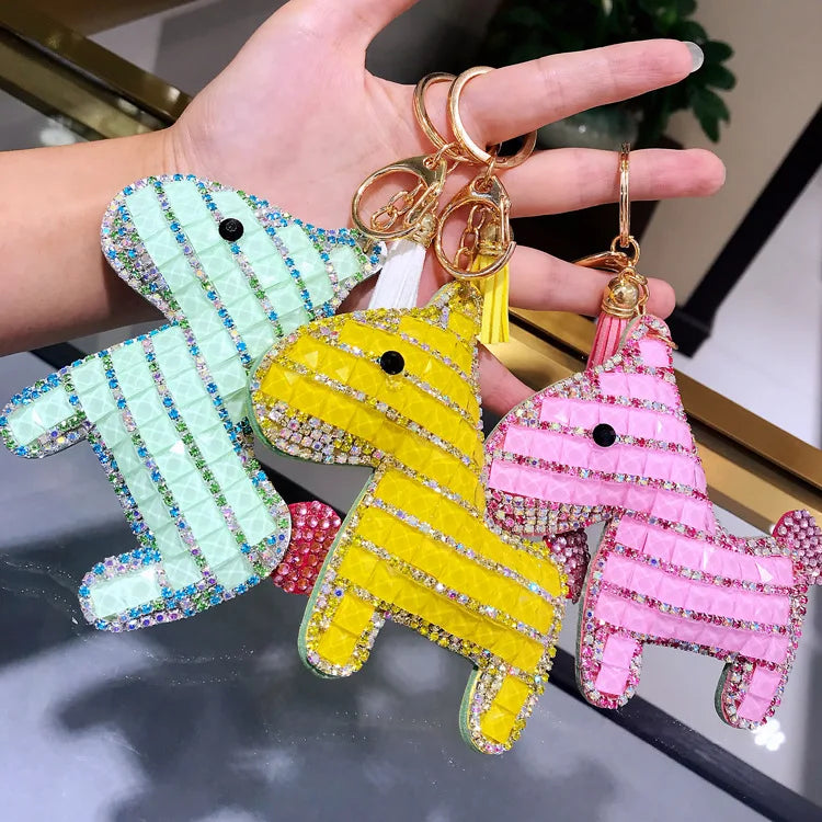 Cute Diamond Pony Keychain Creative Horse Pendant Keychain Fashion Bag Car Key Jewelry Wholesale