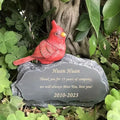Custom Hand-Painted Resin Cardinal Realistic Bird Figurine Gray Stone Pattern Commemorative Pet Memorial Indoor Art Christmas