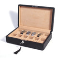 Luxury Custom Wooden Black Carbon Fiber Leatherette Protective Watch Storage Boxes Waterproof 12-Slot Travel Case with Lock