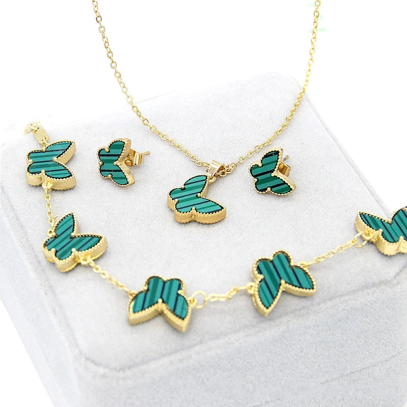 Hot Sale 4-Piece Golden Butterfly Jewelry Set for Women Gold Plated Alloy for Wedding Party Engagement Cheap Fashionable Gift