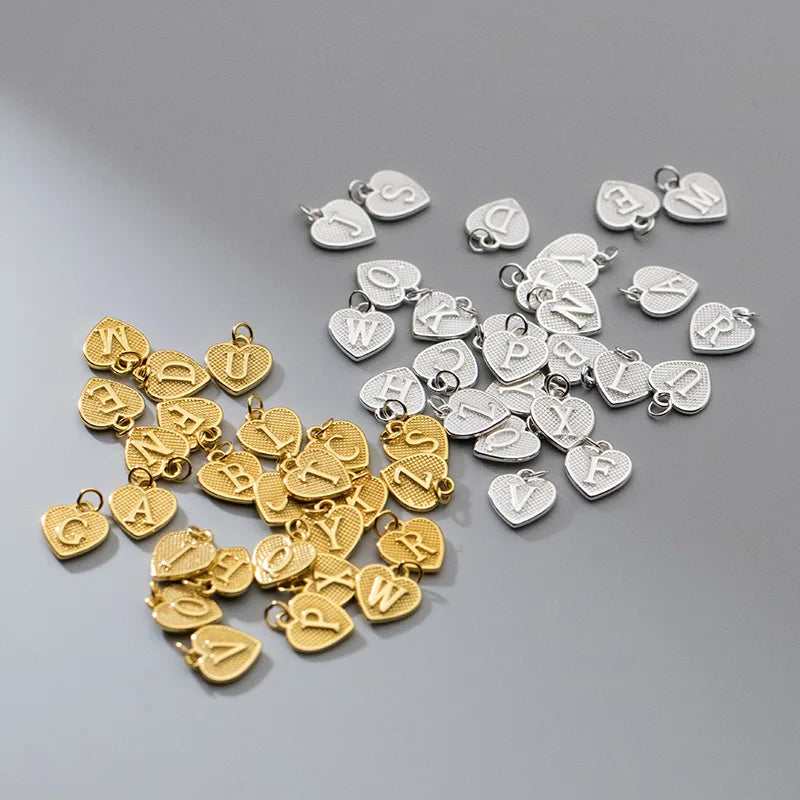 Vintage Heart Charms Real Sterling Silver Material Pendants for Jewelry Making Bracelet Necklace