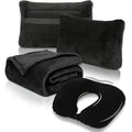 Custom Embroidery Neck Pillow Airplane Throw Fleece Blanket Compact Travel Pillow and Blanket Set