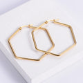 Factory Direct Wholesale Stainless Steel 18k Gold Plated Geometric Hexagonal Hexagon Hoop Earrings