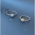 925 Sterling Silver Round Shape Ring Adjustable Open Gold Plated Cubic Zirconia Finger Rings Jewelry for Women