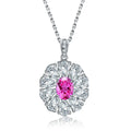 Fine Necklace Anster S925 Sterling Silver Lab Grown pink Sapphire Emerald Oval Shape Pendant Necklace Alibaba-online-shopping