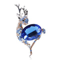 Wholesale Blue Rhinestone Crystal Reindeer Brooch Pin Lady Accessories for Wedding or Gift Christmas Clothes Decoration
