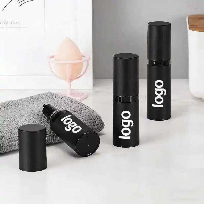 Custom Matte Black Airless Perfume Pump Bottle 15ml 30ml 50ml Lotion Pump Travel Bottle Spray Pump-MOQ 100pcs