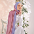 Custom Digital Fancy Printed Women Long Pleated Ombre Chiffon Hijab Malaysia Shawl Scarves with Dot Argyle Patterns