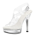Crystal Transparent Bottom Nightclub Fetish Dress 13cm Party Women's Bride Elegant Platform Leaky Toe Sandals Striptease Shoes