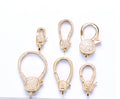Micro Inlaid Zircon Spring Buckle Gold Plated Zircon Brass Lobster Clasp Accessory Clasps for Jewelry Making