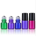 1ml 2ml 3ml Rose Redgreen Purple Purple Glass Roll on Bottle With Steel Roller and Black/white Cap for Essential Oil