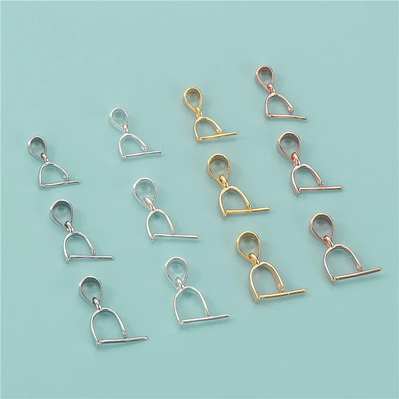 Basic 925 Sterling Silver Pinch Clip Bail Bead Pendant Connector for Handmade Pendant Jewelry Accessory
