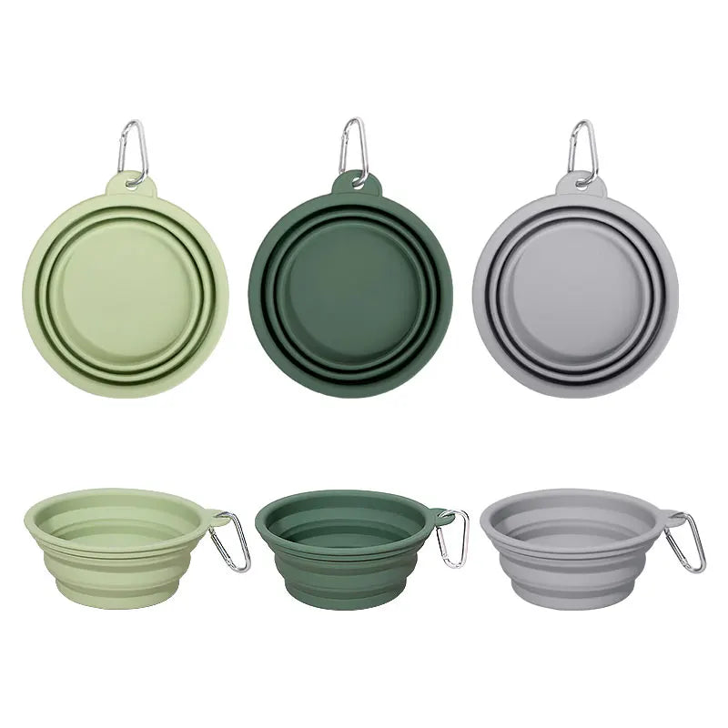 Portable Cats Dogs Water Bowl Collapsible Pet Feeding Bowl for Traveling Camping Walking with Carabiners BPA Free