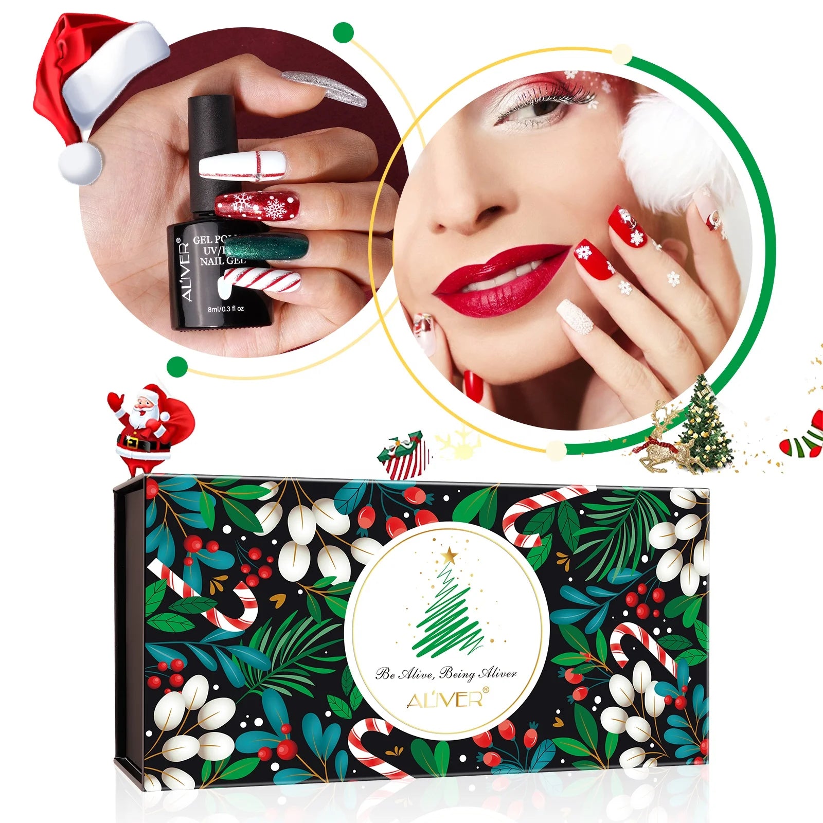 ALIVER Hot Sales Nail Care Set Includes Top Coat and Gel Polish Remover for Christmas Nail Supplies Gift