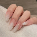 High Quality Long Ballerina Coffin Gradual White False Nails Press on Nails Fake Ballerina Artificial Fingernails