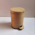 HANGSHAU Trash Can With Lid Wastebasket Made of Bamboo Outdoor Garbage Can Waste Bin for Home Office Bathroom Kitchen