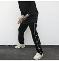 OEM Custom Trousers for Men Streetwear Stock Button Track Velvet Pants With Stripe