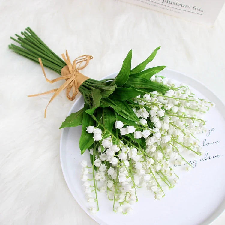 M200 Wedding Flower Centerpieces Accessories Decoration Real Touch Silk Bellflower Lily of the Valley Artificial White Flowers