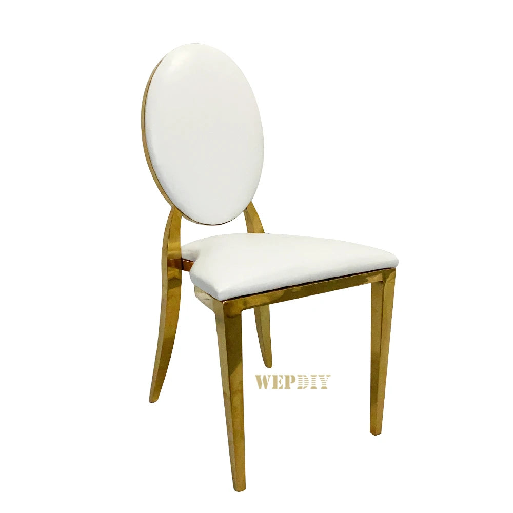 Modern Wedding Restaurant Banquet Chairs with Round Back Stainless Steel PU Leather for Hotel and Parties Dining