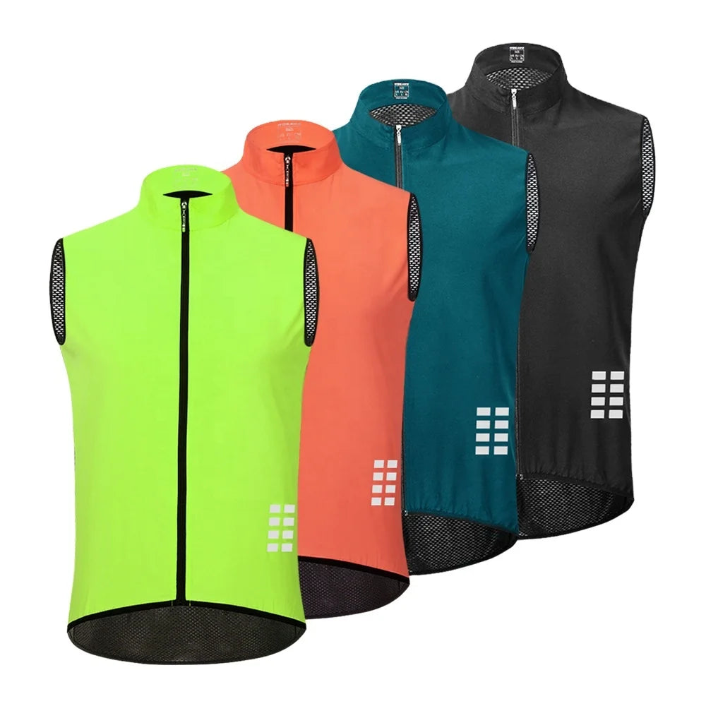 Summer Road Biker Sleeveless Mesh Jacket Tops Waterproof Breathable Camping Hiking Sportswear Custom logo Reflective