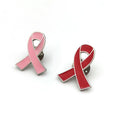 Custom Red Ribbon Lapel Pins HIV AIDS Breast Cancer Awareness Hard Enamel Alloy Brooch Pin Badges for Children's Gift Wedding