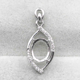 Sterling Silver 8*10mm Semi Mount Pendant Empty Support Blank Claws Setting S925 Base Holder Without Center Stone for DIY Inlay