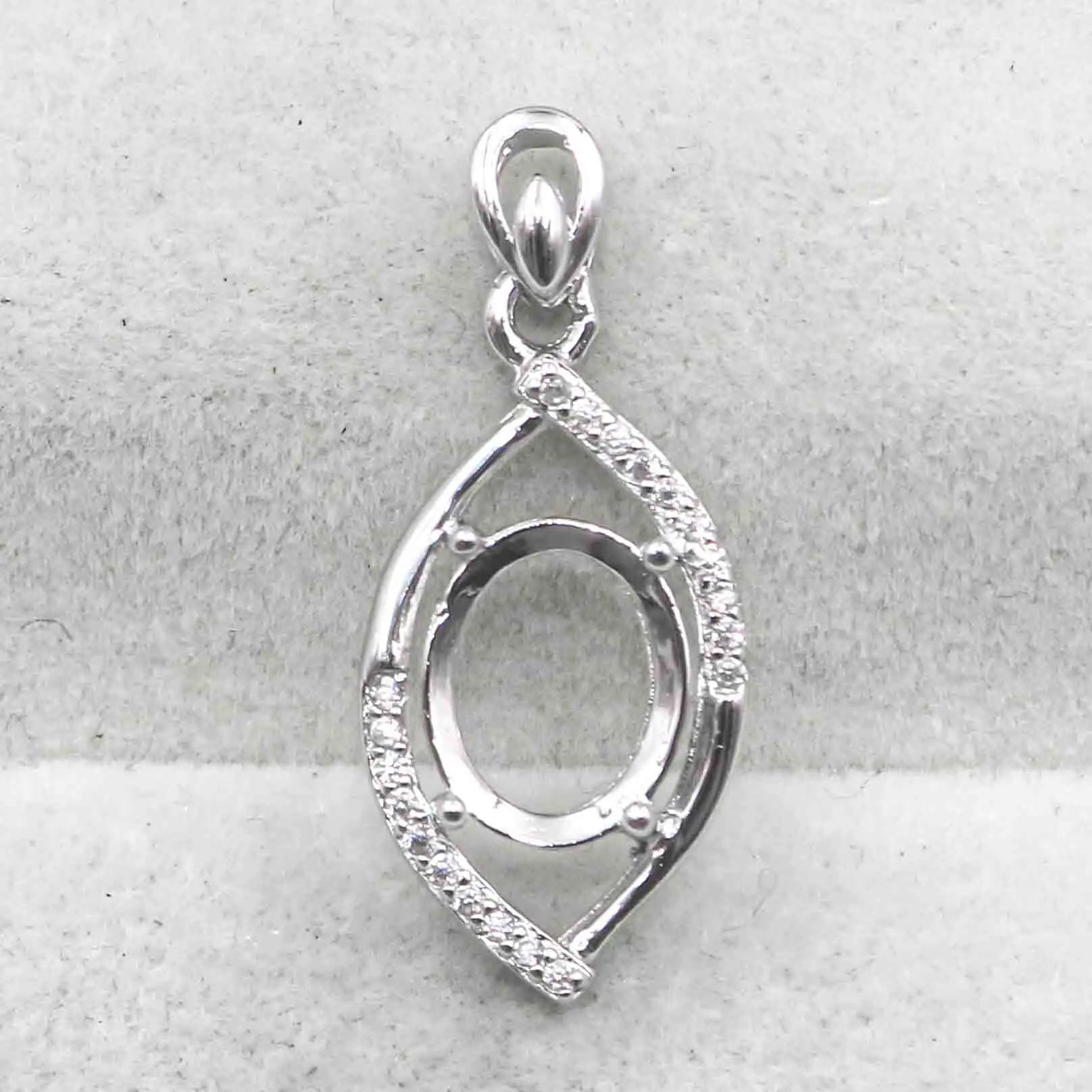 Sterling Silver 8*10mm Semi Mount Pendant Empty Support Blank Claws Setting S925 Base Holder Without Center Stone for DIY Inlay