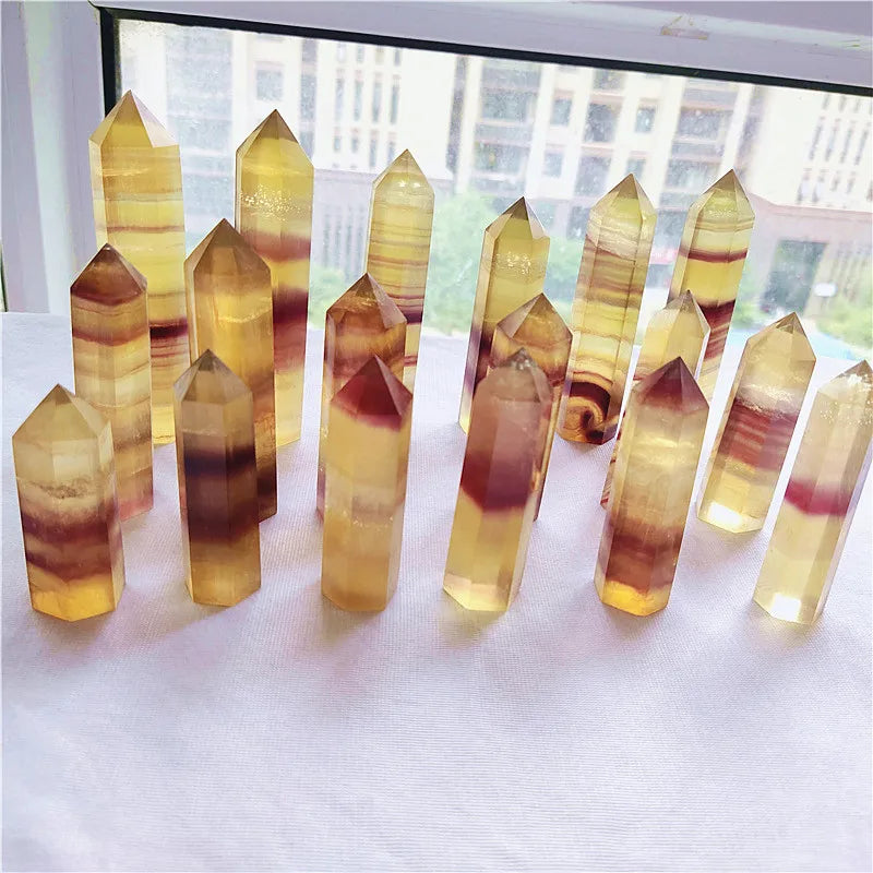 Wholesale Natural Crystal Points Healing Yellow Fluorite Point for Decoration