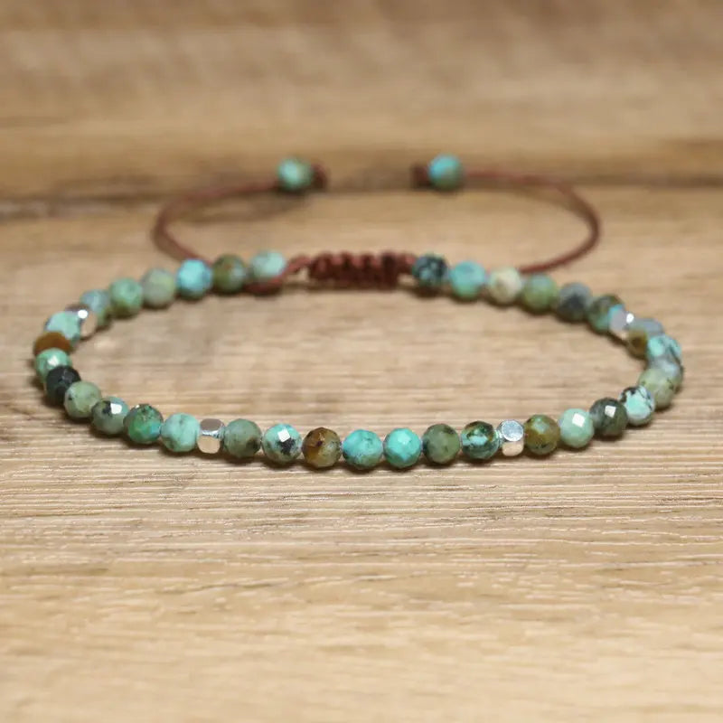 Dainty Stone Bracelet for Women Jewelry Natural Amethyst Rose Quartz Handwoven Braided Beaded Bracelet for Gifts Parties