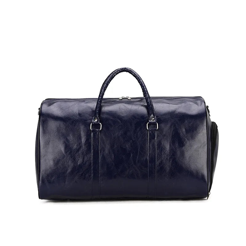2024 High-End PU Leather Fitness Travel Bag for Men Women Fashionable Zipper Closure Shoe Compartment for Outdoor Leisure Sports