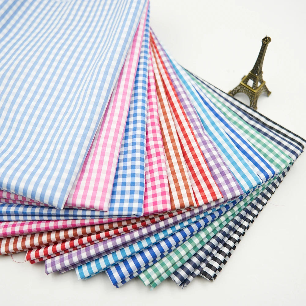 Ready Yarn Dyed Weft 5mm Check Plaid Polyester Cotton Woven Fabric for Men's Shirt Boys & Girls Quick-Dry Breathable Bag