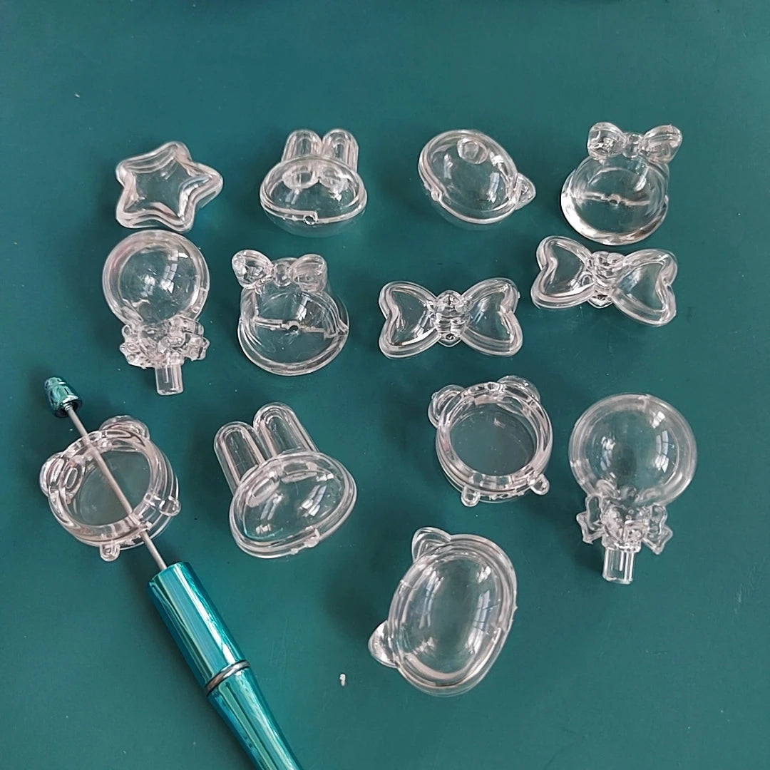 DIY Clear Beads Making Star Bowknot Lollipop Shape Acrylic Shaker Beads for Pen Bead Jewelry Findings & Components