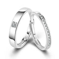 Wholesale Cheap Price Wedding Pair Rings Free Size Silver Color Plated With Zircon Stones Fashionable Couple Rings Set Jewelry