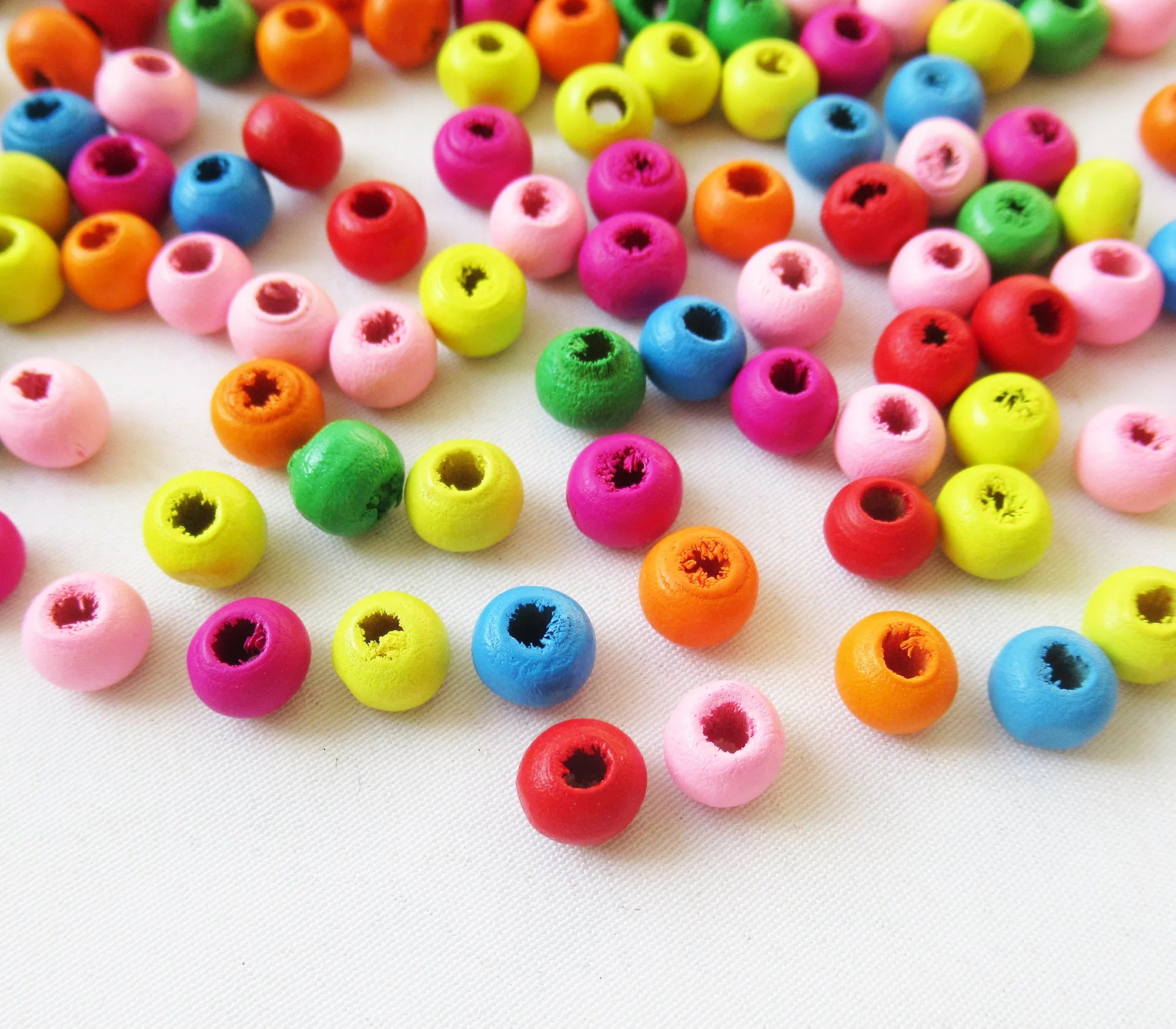 1000pcs/pack 6x5mm Colorful Wooden Beads Round Tube Painted Wooden Spacer Assorted Color