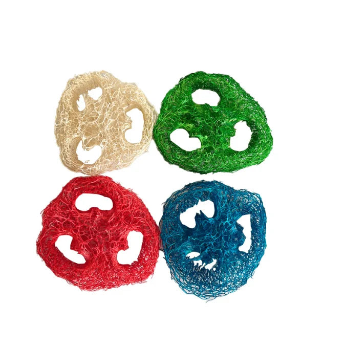 Factory Supply Eco-Friendly Natural Loofah Chew Toy for Hamsters and Chinchillas Colored Molar Cleaning Slices Pet Chew Slices