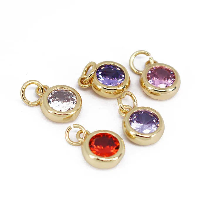 CZ8459 18K Gold Plated CZ Cubic Zirconia Pave Round Circle Charms Mini Round Charm Pendant for Necklace Earring Jewelry Making