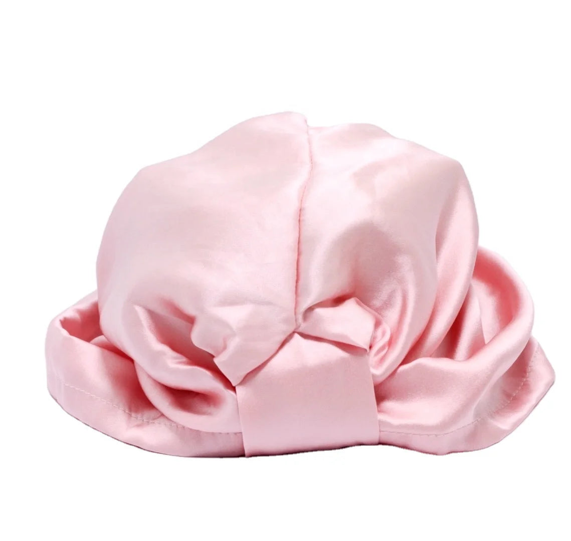 Luxury Satin 19mm  Silk Hair Bonnet Double Layer Silk Turban with Custom Logo Sleeping Turban