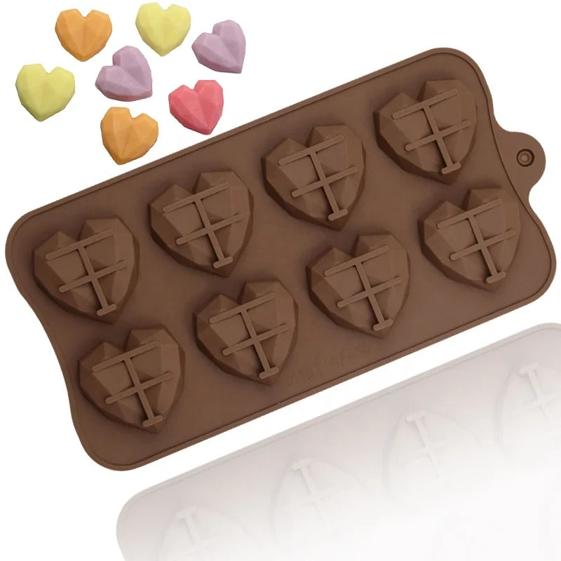 1055 8 Cavity Diamond love Silicone Chocolate Mold Creative Glue Dropping Decoration Mold Resin Silicone Candy Soap Bpa Free