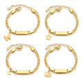 Kids Engravable Bar Bracelet 18K Vacuum Gold Tarnish-Free Stainless Steel Personalized Baby Shower Gift Jewelry