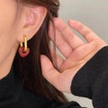 Boutique Unique Fashion Trendy Small Business Support 90s Design Brass Alloy Gold Elegant Red Heart Drop Earring Women Earrings
