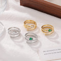 Hip Hop Style Stainless Steel Snake Ring Gold Plated Vintage Party Gift with Simplicity Zircon for Engagement