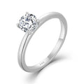 Rhodium Plated Authentic 925 Sterling Silver Solitaire Cubic Zircon Engagement Ring With Round Cut 4-Prong Setting